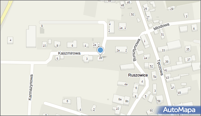 Ruszowice, Kaszmirowa, 1b, mapa Ruszowice