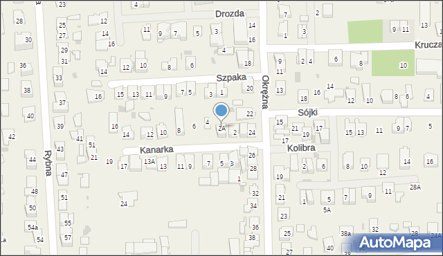 Rybie, Kanarka, 2A, mapa Rybie