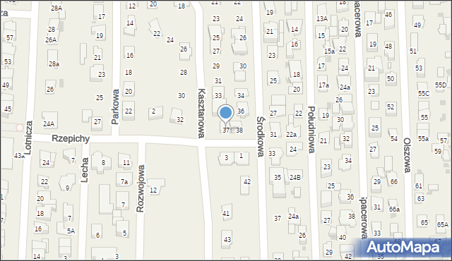 Rybie, Kasztanowa, 37, mapa Rybie