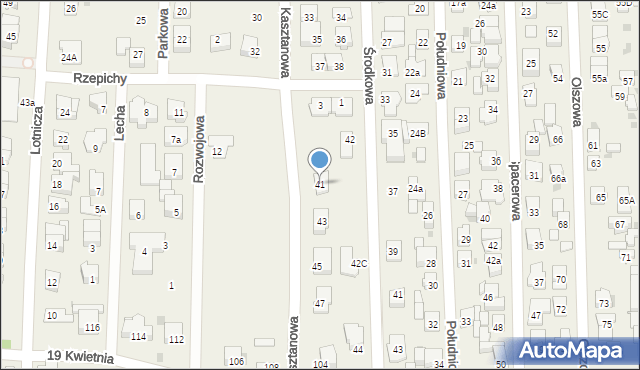 Rybie, Kasztanowa, 41, mapa Rybie