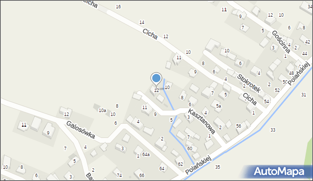 Rybna, Kasztanowa, 12, mapa Rybna