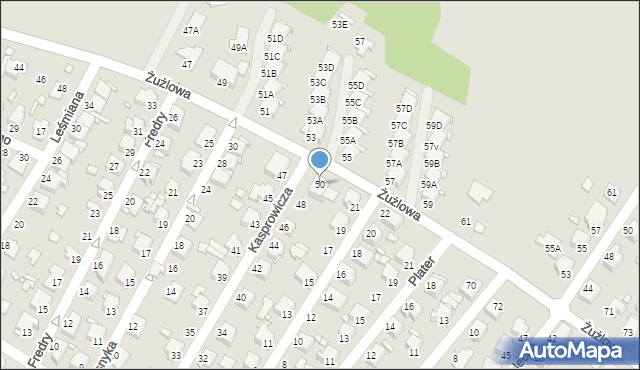 Rybnik, Kasprowicza Jana, 50, mapa Rybnika