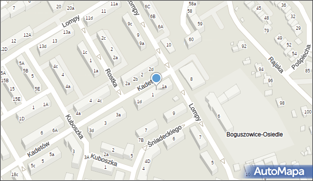 Rybnik, Kadetów, 1b, mapa Rybnika