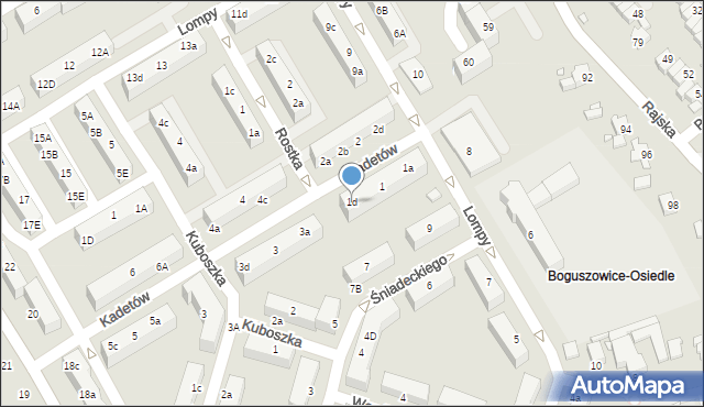 Rybnik, Kadetów, 1d, mapa Rybnika