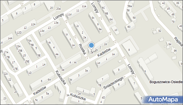 Rybnik, Kadetów, 2a, mapa Rybnika