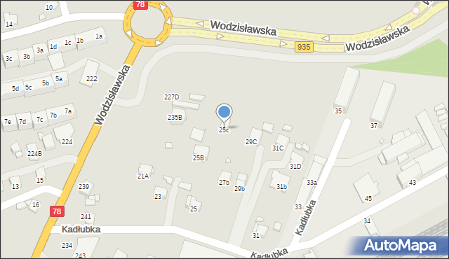 Rybnik, Kadłubka Wincentego, bp., 25c, mapa Rybnika