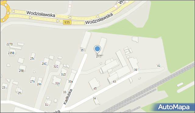 Rybnik, Kadłubka Wincentego, bp., 37, mapa Rybnika