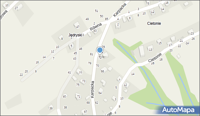 Rychwałdek, Karpacka, 72, mapa Rychwałdek