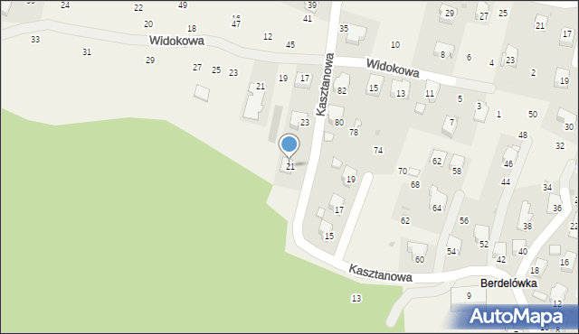 Rymanów-Zdrój, Kasztanowa, 21, mapa Rymanów-Zdrój