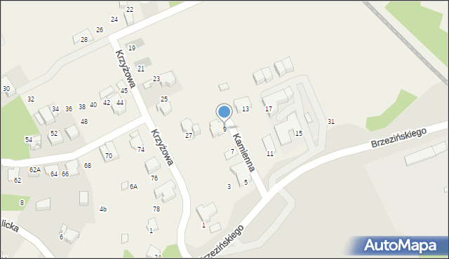 Rząska, Kamienna, 9, mapa Rząska