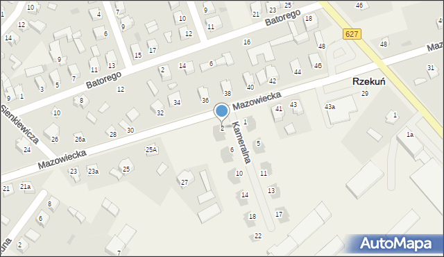 Rzekuń, Kameralna, 2, mapa Rzekuń