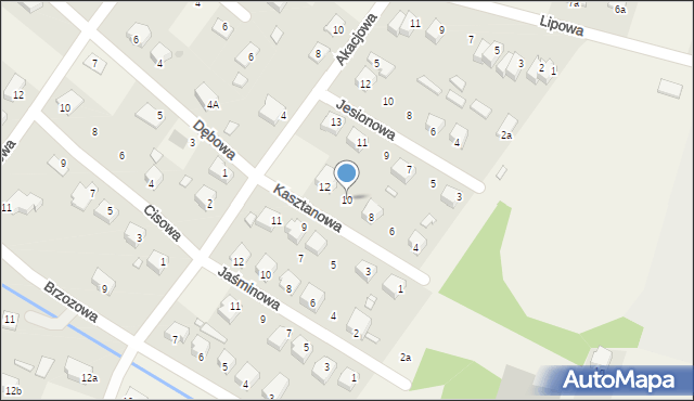 Sadlinki, Kasztanowa, 10, mapa Sadlinki