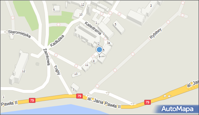 Sandomierz, Katedralna, 7, mapa Sandomierza