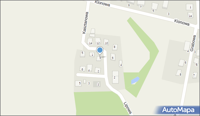 Sicienko, Kasztanowa, 3, mapa Sicienko