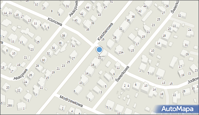 Siedlce, Kasztanowa, 22, mapa Siedlce