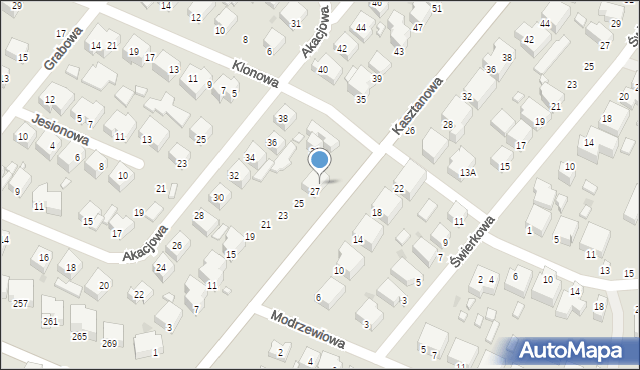 Siedlce, Kasztanowa, 29, mapa Siedlce