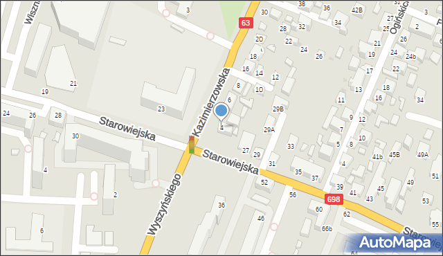 Siedlce, Kazimierzowska, 4, mapa Siedlce