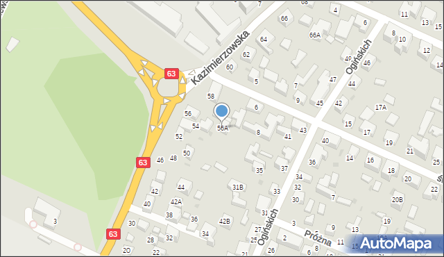 Siedlce, Kazimierzowska, 56A, mapa Siedlce