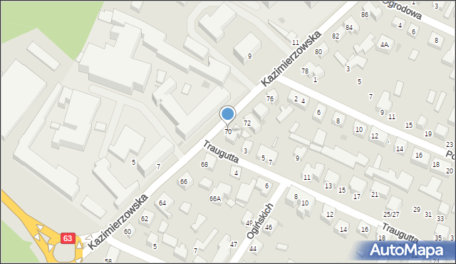 Siedlce, Kazimierzowska, 70, mapa Siedlce