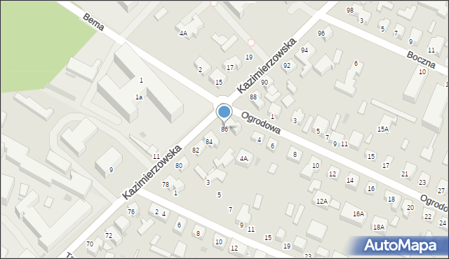 Siedlce, Kazimierzowska, 86, mapa Siedlce