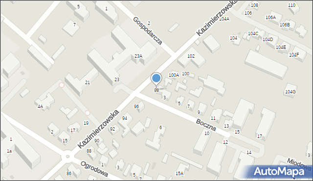 Siedlce, Kazimierzowska, 98, mapa Siedlce