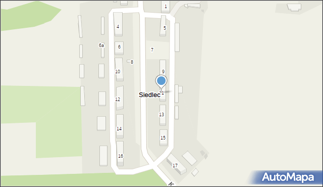 Siedlec, Kasztanowa, 11, mapa Siedlec