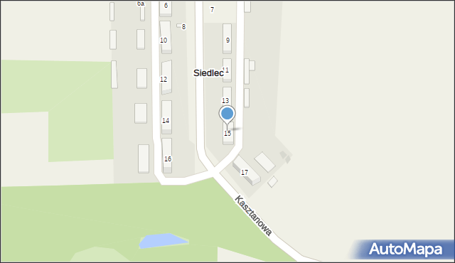 Siedlec, Kasztanowa, 15, mapa Siedlec