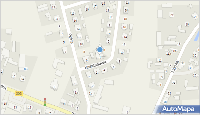 Siedlec, Kasztanowa, 1, mapa Siedlec