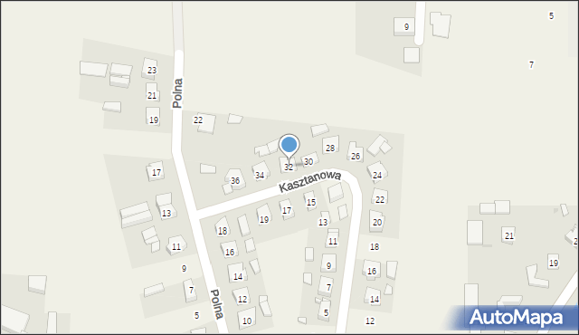 Siedlec, Kasztanowa, 32, mapa Siedlec