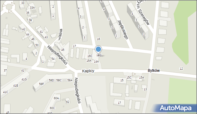 Siemianowice Śląskie, Kapicy Jana, ks., 14C, mapa Siemianowice Śląskie