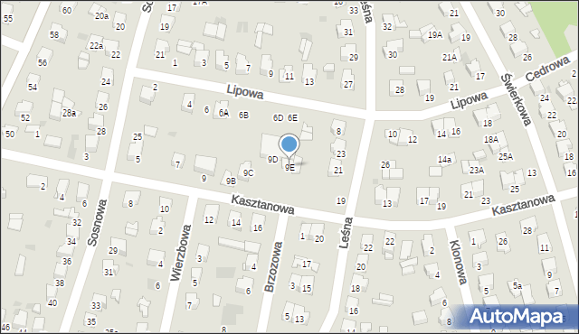 Siemiatycze, Kasztanowa, 9E, mapa Siemiatycze
