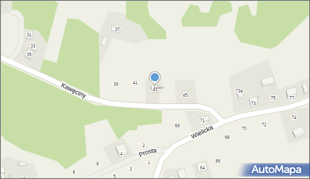 Siepraw, Kawęciny, 43, mapa Siepraw