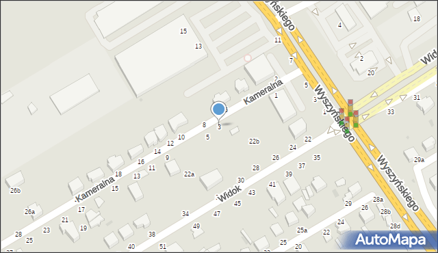 Skierniewice, Kameralna, 3, mapa Skierniewic