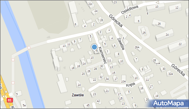 Skoczów, Kamieniec, 8, mapa Skoczów