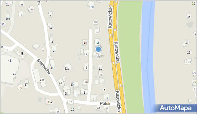 Skoczów, Katowicka, 13, mapa Skoczów