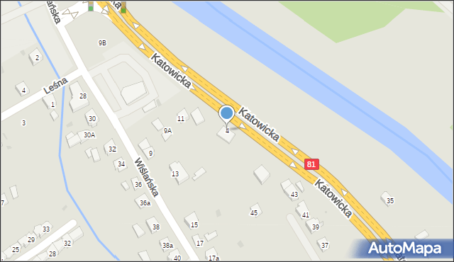 Skoczów, Katowicka, 4, mapa Skoczów