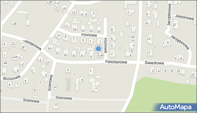 Skoki, Kasztanowa, 2, mapa Skoki
