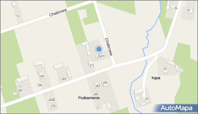 Skorzeszyce, Kamienna, 173, mapa Skorzeszyce