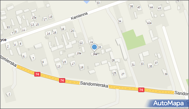 Skorzeszyce, Kamienna, 24a, mapa Skorzeszyce