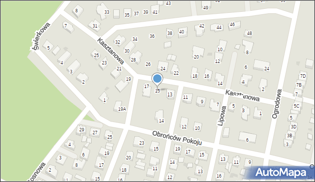 Sława, Kasztanowa, 15, mapa Sława