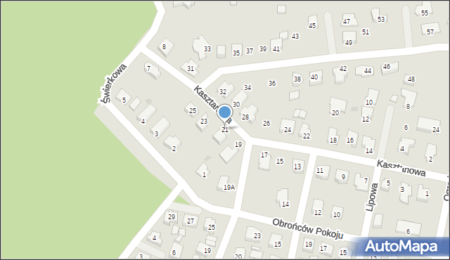 Sława, Kasztanowa, 21, mapa Sława