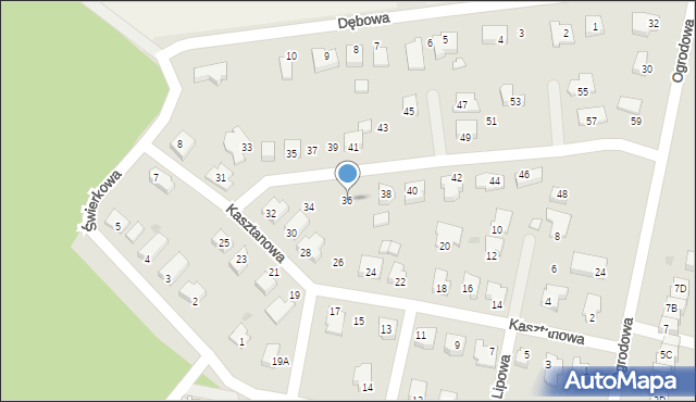 Sława, Kasztanowa, 36, mapa Sława