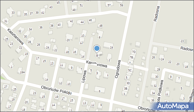 Sława, Kasztanowa, 4, mapa Sława