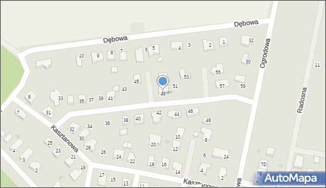 Sława, Kasztanowa, 49, mapa Sława