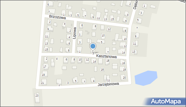 Ślesin, Kasztanowa, 3, mapa Ślesin