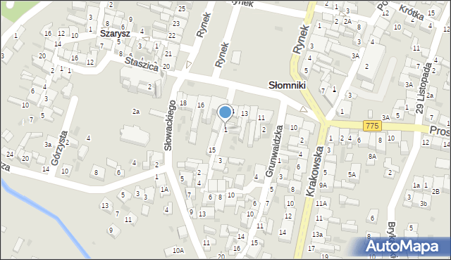 Słomniki, Karpacka, 1, mapa Słomniki