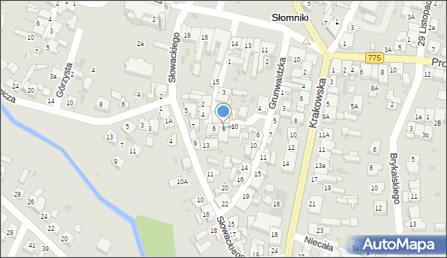 Słomniki, Karpacka, 8, mapa Słomniki