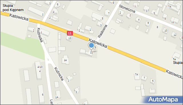Słupia pod Kępnem, Katowicka, 11, mapa Słupia pod Kępnem