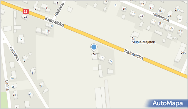 Słupia pod Kępnem, Katowicka, 7A, mapa Słupia pod Kępnem