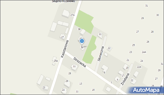 Słupno, Kasztanowa, 34, mapa Słupno